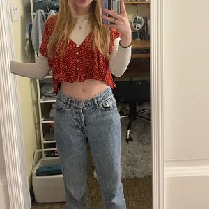 Forever 21 Red Floral Top/Blouse